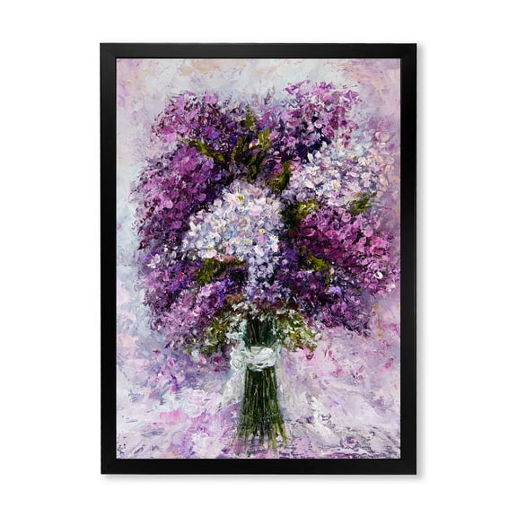 Designart 'Purple Hyacinth Flowers Bouquet' Traditional Framed Art Print