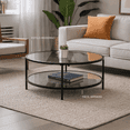 thumbnail image 1 of BLUEROOM  Mesa de Centro elegante para Sala Cristal Negro Tintado 80 x 80 x 45.5 cm, 1 of 4