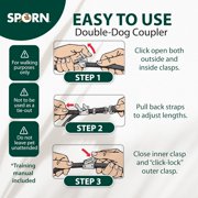 Sporn Adjustable Double Dog Leash Coupler for 2 Dogs, Black, Medium/Large