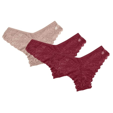 Dyegold Clearance Sale Panties for Women Womens Underwear Women s Sexy Comfortable and Traceless V-Waist Hip Wrap Triangular Lace 3PC Underwear Soft Comfortable Stylish Lightweight