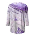 thumbnail image 5 of Jewelreauty Women Summer Graphic Shirts 3/4 Sleeve Round Neck Print Pullover Tops Loose Casual Lightweight Tee (XL, Purple), 5 of 5