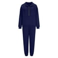 thumbnail image 6 of CFLVAEK Sweatsuits Women 2 Piece Outfit Plus Size Zip Up Long Sleeve Sweatshirts Elastic Waisted Sweatpants Trendy Fall Workout Tracksuits with Pockets Navy XXXXXL, 6 of 6