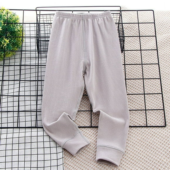 YUTK Children's Winter Pants Solid Print Warm Buttocks Pants for Boys and Girls Full Length Pants in Clearance Gray