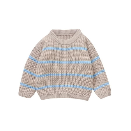 

Newborn Baby Sweater Stripe Print Warm Knitted Long Sleeve Pullover