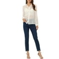 thumbnail image 2 of INSPIRE CHIC Women's Shirt Mesh Sheer Point Collar Long Sleeve Button Down Shirt XL White, 2 of 6