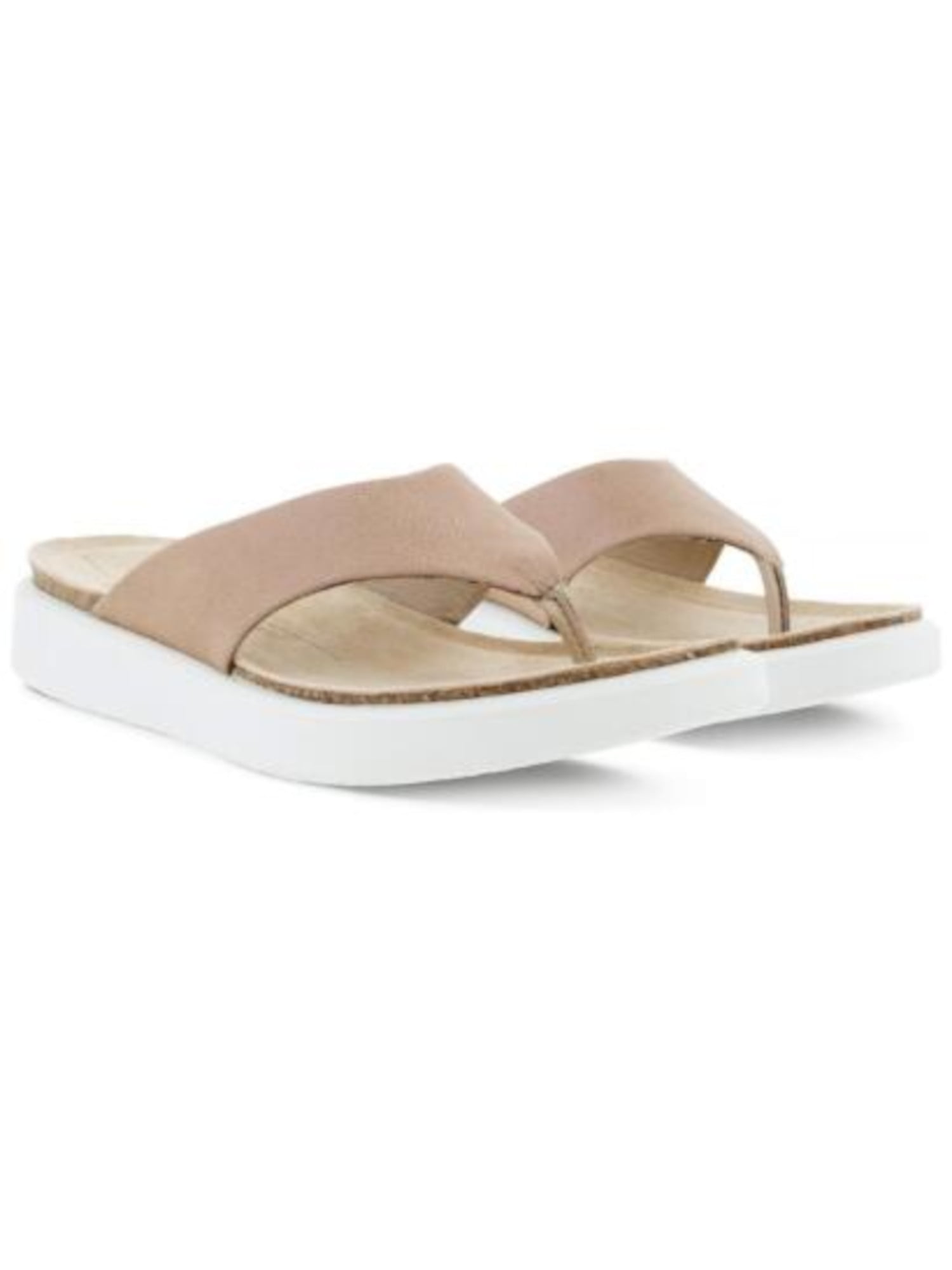 ECCO Beige Arch Support Cushioned Round Toe Wedge Slip On Leather Thong Sandals - Walmart.com