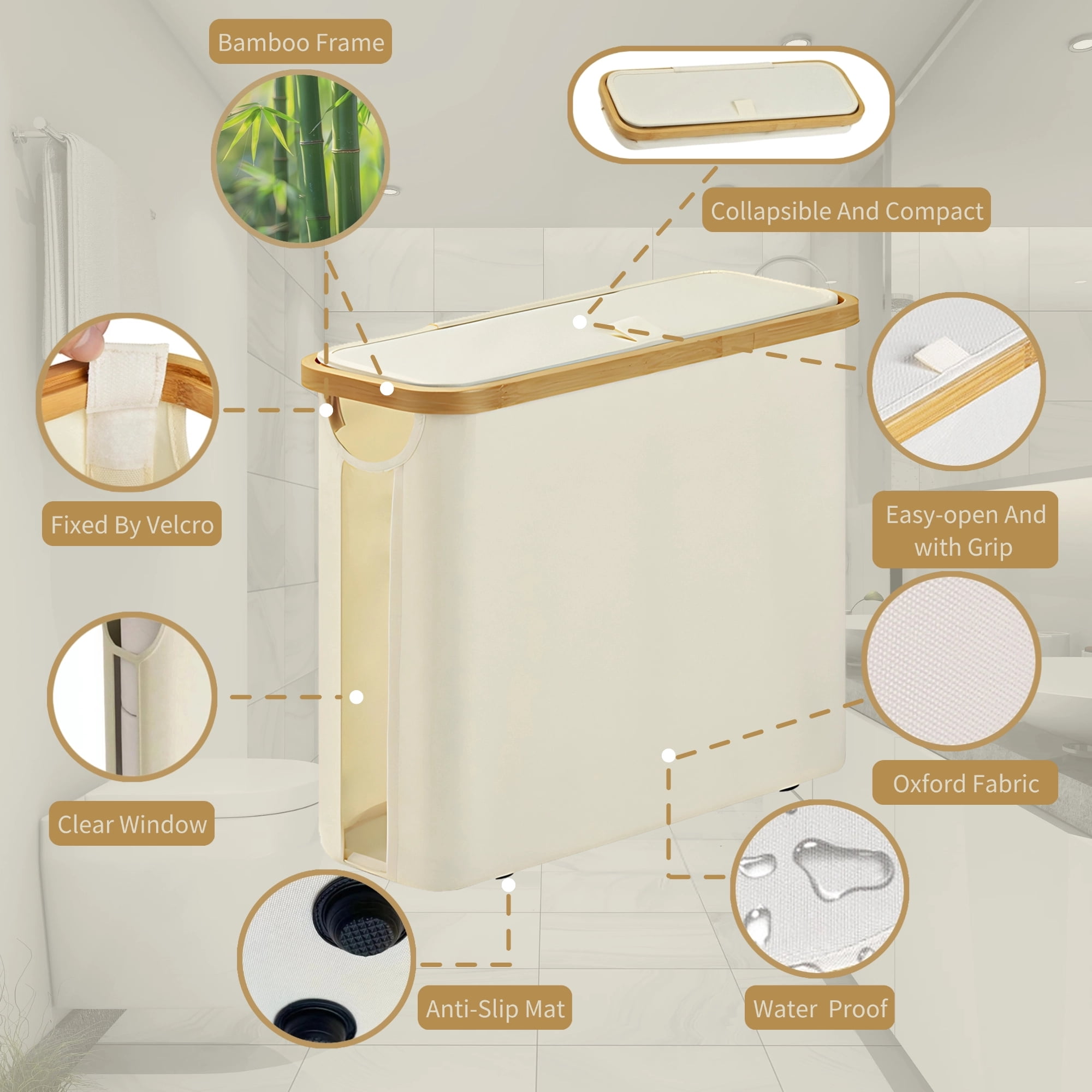 Glee Max Toilet Paper Storage Container with Lid Organizer for 9-16 Rolls, Toilet Paper Basket Holder for Bathroom, Closet, Beige