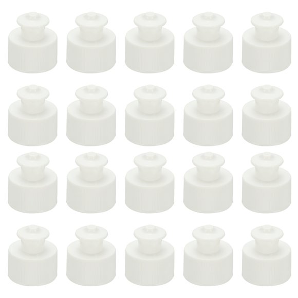 Uxcell 20 Pcs 24/410 Plastic Push Pull Caps, 28mm Water Bottle Caps Twisted Sport Bottle Lids Leak Proof Lid for Water Bottles Replacement Portable Bottles Lid, White