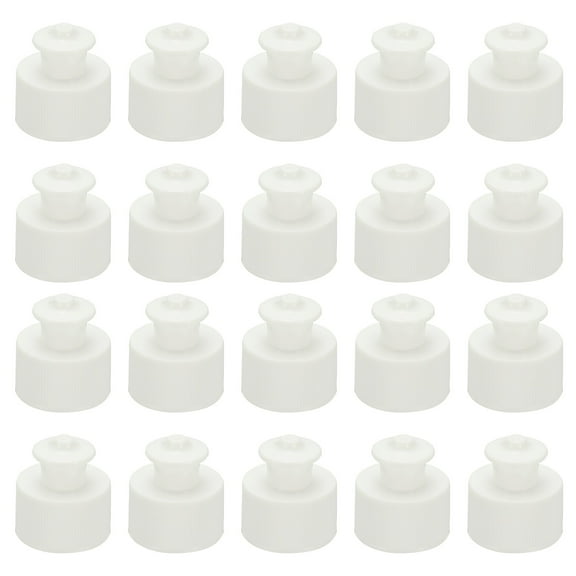 Uxcell 20 Pcs 24/410 Plastic Push Pull Caps, 28mm Water Bottle Caps Twisted Sport Bottle Lids Leak Proof Lid for Water Bottles Replacement Portable Bottles Lid, White