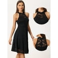 thumbnail image 2 of DARING DIVA Halter Neck Sleeveless Cocktail A-Line Dress M Black, 2 of 6