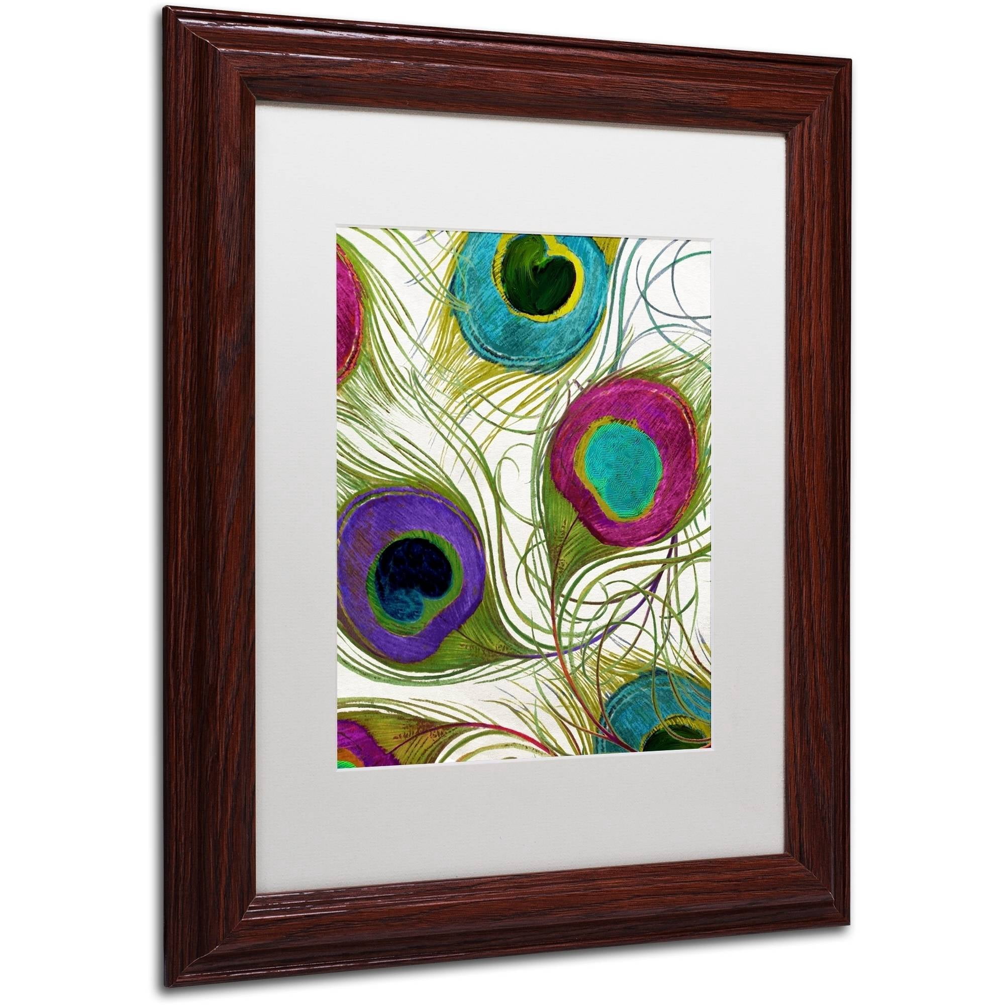 Trademark Fine Art "Peacock Feathers I" Canvas Art by Color Bakery White Matte, Wood Frame