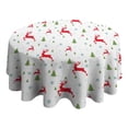 thumbnail image 4 of White Christmas Reindeer and Tree Pattern Round Tablecloth 60"x60",Wrinkle Wipeable Table Cloth for Kitchen Dining Room Picnic Patio Party, 4 of 6
