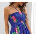 thumbnail image 2 of HAPPY BAY Women's Summer A-Line Maxi Smocked Top Slit Dress Long Beach Evening Strapless Tube Dresses for Women One Size Royal, Floral, 2 of 5