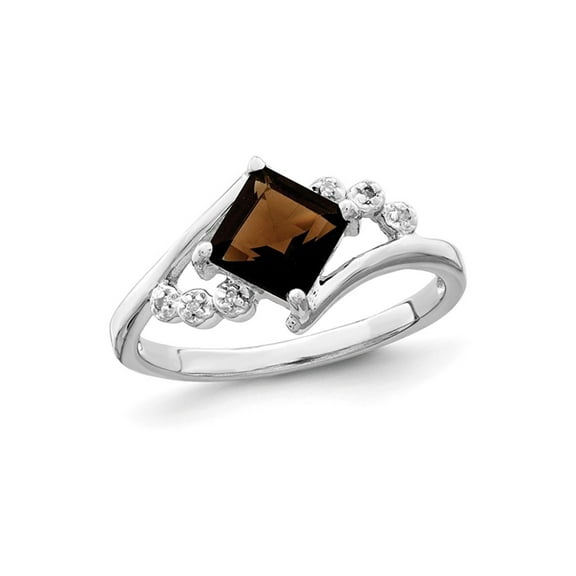 Gem & Harmony 4/5 Carat (Ctw) Princess-Cut Smoky Quartz Ring in Sterling Silver for Women