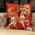 thumbnail image 1 of shyuyusa Housse de Coussin 45x45cm Année du Cheval, Housse de Coussin de Sofa Rouge Festive du Nouvel An, 1 of 7