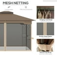 thumbnail image 5 of Outsunny 10' x 12' Patio Gazebo Outdoor Canopy Shelter with Double Tier Roof and Netting Sidewalls for Garden, Lawn, Backyard and Deck, Brown, 5 of 9