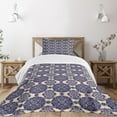 thumbnail image 3 of Ambesonne Mandala Quilted Bedspread Set 2 Pcs, Medieval Exotic Revival, Twin Size, Beige Navy Blue, 3 of 6