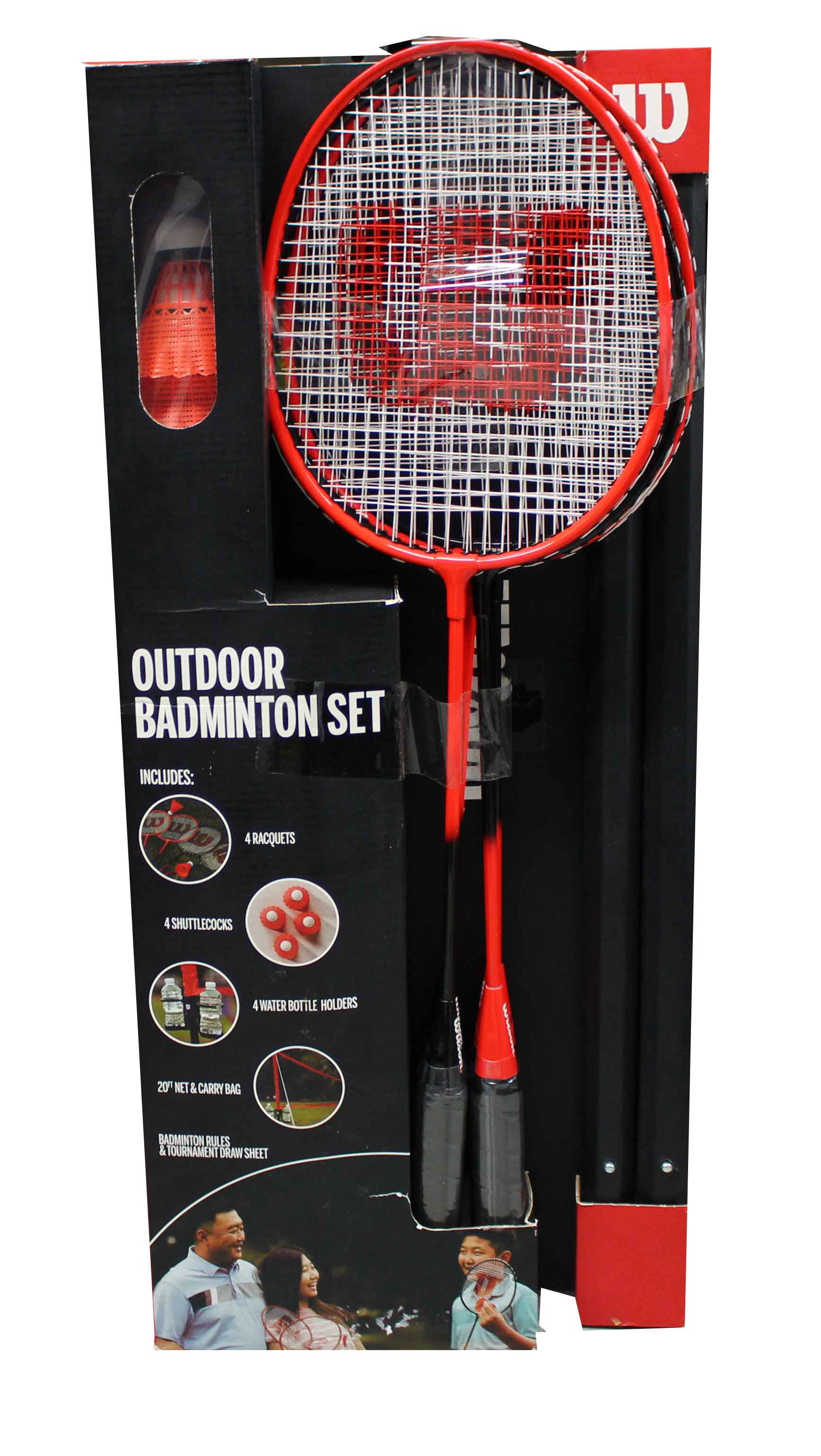 Red Wilson Outdoor Badminton Set 4 Hypersteel Racquets 4 Shuttlecocks 20ft Net 