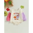 thumbnail image 3 of Musuos Baby Girls Boys Sweatshirts Rompers 6 12 18 24M Halloween Pumpkin Letter Print Long Sleeve Contrast Color Toddler Fall Bodysuits, 3 of 10