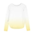 thumbnail image 2 of YUNAFFT Girls Ombre T-Shirt Long Sleeve Round-Neck Blouse with Side Slit Comfort Fit Stretchy Soft Fabric 2-12Y, 2 of 7