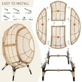 thumbnail image 4 of RADIATA Patio Egg Chair with Foot Rest, Oversized Rattan Egg Shaped Chair with Cushion, 440lbs Weight Capacity for Indoor Outdoor Patio Balcony, Beige, 4 of 9