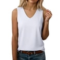 thumbnail image 3 of Women's Sleeveless Tank Top, Loose Fit Casual Turtleneck Blouse with Wide Straps, Solid Color Vest for Daily Wear, Street Fashion and Versatile Outfits-White, 3 of 9