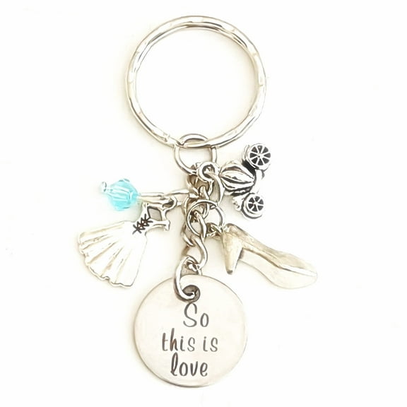Hanalea Island Jewelry Co. So This is Love Cinderella Silver Charm Keychain Gift of Love for a Beautiful Princess | Merchandise and Accessories for Women