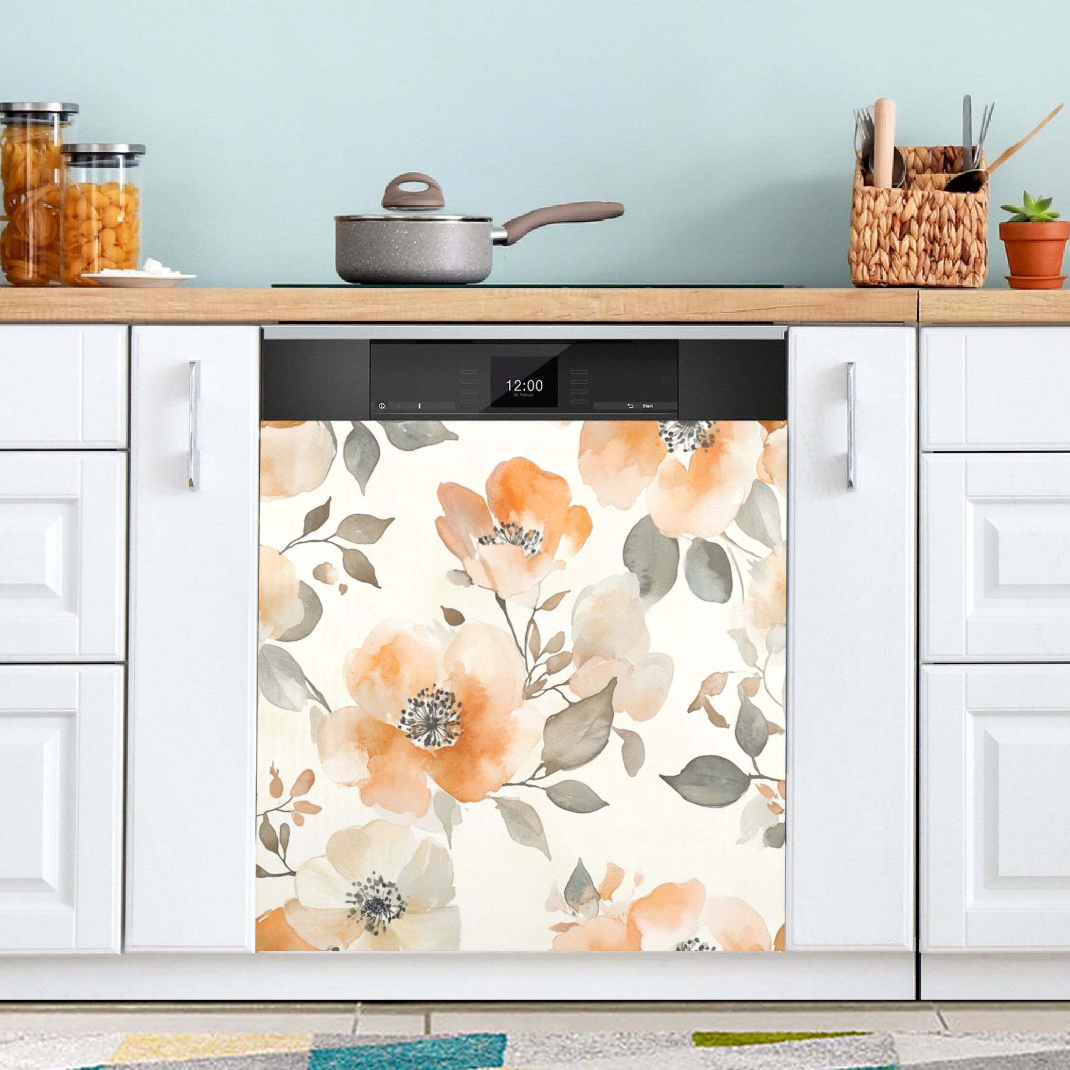 Dishwasher Magnetic Sticker 23x26 Inch Refrigerator Magnetic Sticker Washing Machine Magnetic Sticker Kitchen Panel Magnetic Sticker Home Decor Vibrant Cream Flowers