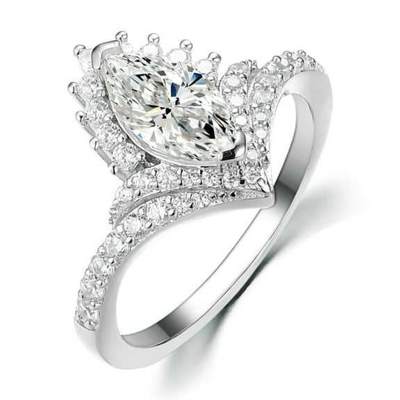 Moissanite Rings for Women 1 Carat D Color VVS1 925 Sterling Silver Marquise Cut Moissanite Engagement Rings Lab Created Diamond Wedding Rings with Certificate