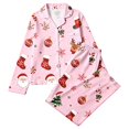 thumbnail image 4 of Womens Christmas Pajama Set Long Sleeve Collared Top and Pants Festive Holiday Sleepwear Cozy Loungewear for Home and Nights, 4 of 5