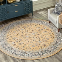 Unique Loom Narenj Collection Area Rug - Leeds (5' 1" Round Beige/Blue)