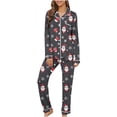 thumbnail image 2 of VBTAPA Christmas Pajamas for Women 2 Piece Set Xmas Tree Printed Long Sleeve Button Down Shirts with Wide Leg Pants Matching Lounge Pj Sets Holiday Sleepwear Cyber and Monday DealsMulticolor M, 2 of 6