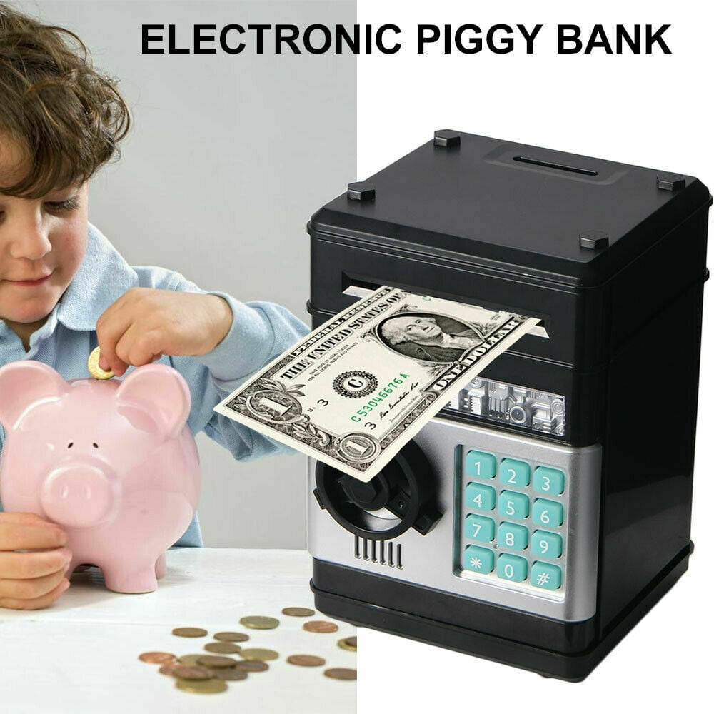 ibasenice 2pcs Safe Toy Machine for Kids Mini Money Coin Savings Bank Bill  Feeder Fingerprint Bank Cash Coin Money Jar Safe Coin Bank Kids Safe Safes