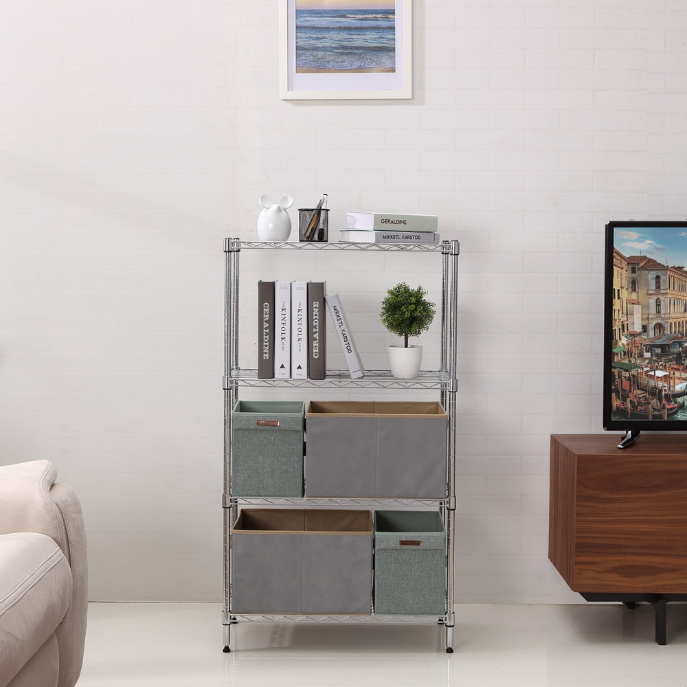 4 tier chrome utility wire shelving unit 14x30x47in