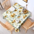 thumbnail image 2 of White Sunflower Green Leaf Pattern Square Tablecloth,Waterproof Square Table Cover,Wipeable Spillproof Washable Table Cover for Home Kitchen Party Decor 60"x60"(152x152cm), 2 of 6