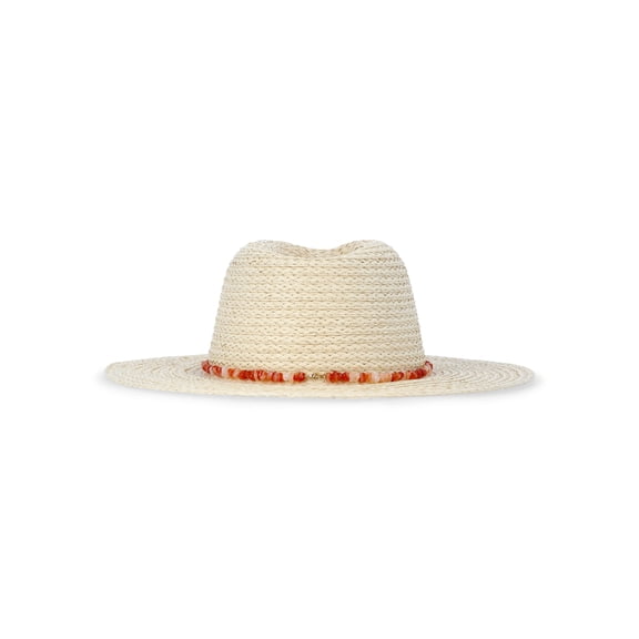 Time and Tru Women’s Straw Fedora with Stone Trim, One Size