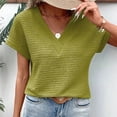 thumbnail image 2 of TSADFHJI T-Shirt Blanc Femme Col Rond Manches Courtes Texturé Été Décontracté Col en V Uni Ample Basique m Vert Clair, 2 of 7