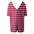 thumbnail image 5 of WILLBEST Pantalons pour Femmes Mode Féminine Combinaison à Manches Courtes Col Rond avec Poches Imprimé Rayé Décontracté, 5 of 5