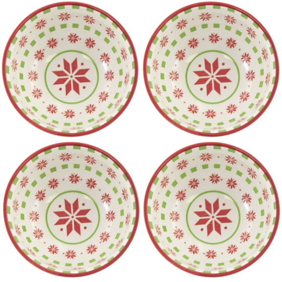 Tabletop Snowflake Mini Snack Bowls Ceramic Vintage Look Pattern A42015