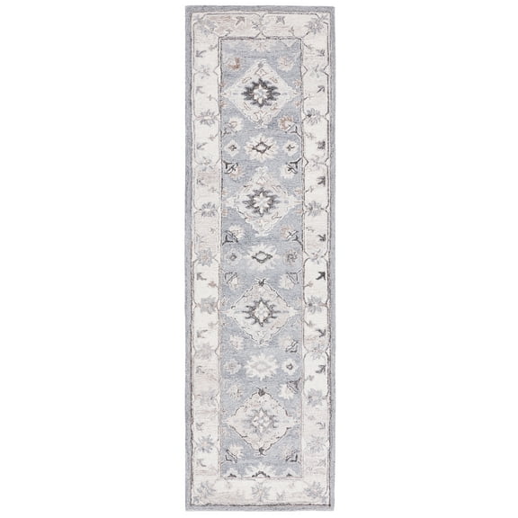 SAFAVIEH Suzani Milka Oriental Runner Rug, Grey/Ivory, 2'3" x 8'