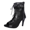 thumbnail image 1 of HSMQHJWE European and Floral Lace Lace Up Front Lace Up Back Zipper Stiletto High Heeled Sandals Toe Boots, 1 of 6