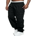 thumbnail image 4 of Men‘s Drawstring Sweatpants Baggy Joggers Straight Leg Running Athletic Cargo Pants with Pockets Black 2XL, 4 of 7