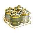 thumbnail image 3 of Tarro de almacenamiento de alimentos Bandeja para condimentos Multiusos con soporte Bandeja para refrigerios con tapa para 4 cuencos verdes, 3 of 9