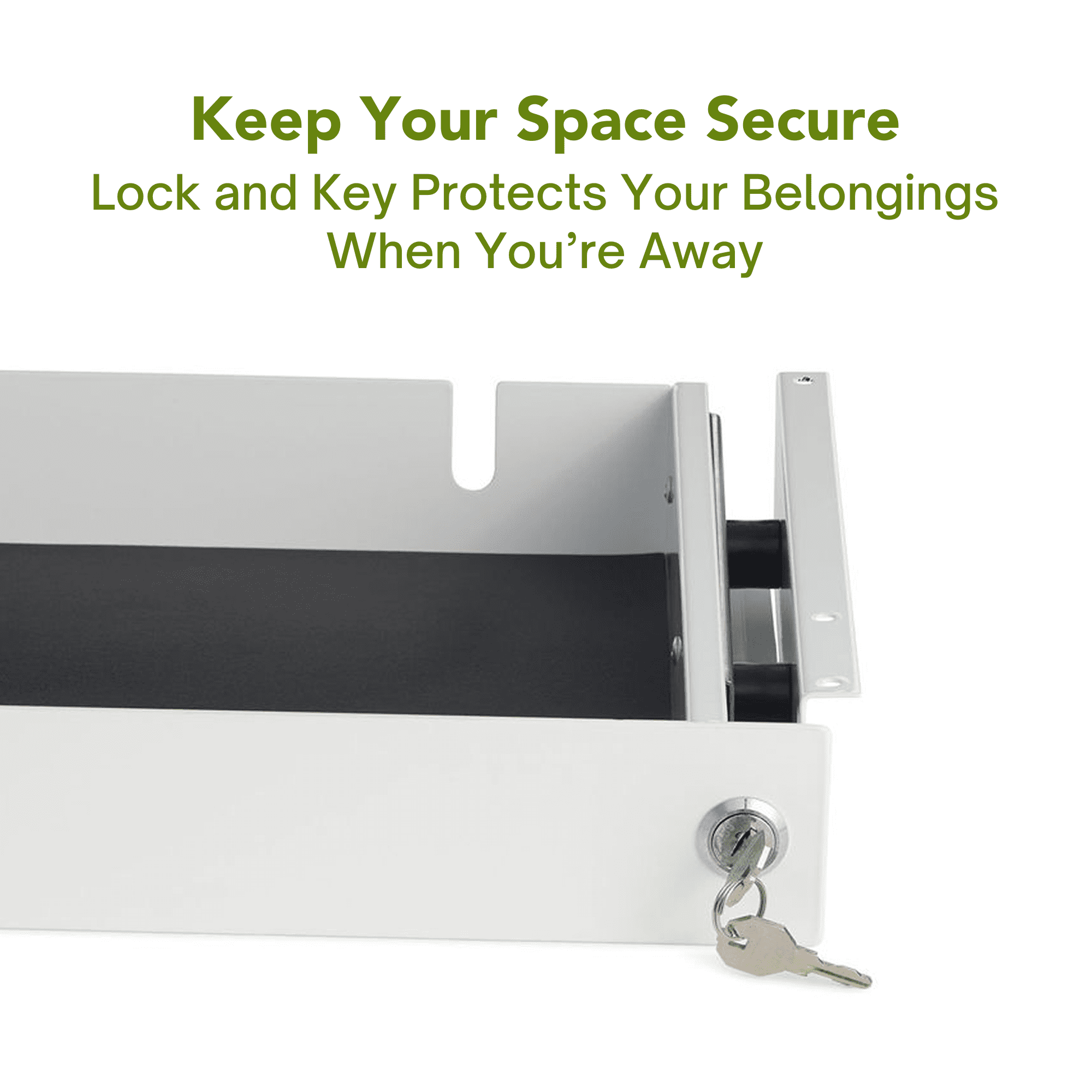 PERFECT POSTURE under desk storage drawer with lock, slim design, 33 " x 9.4" (White)