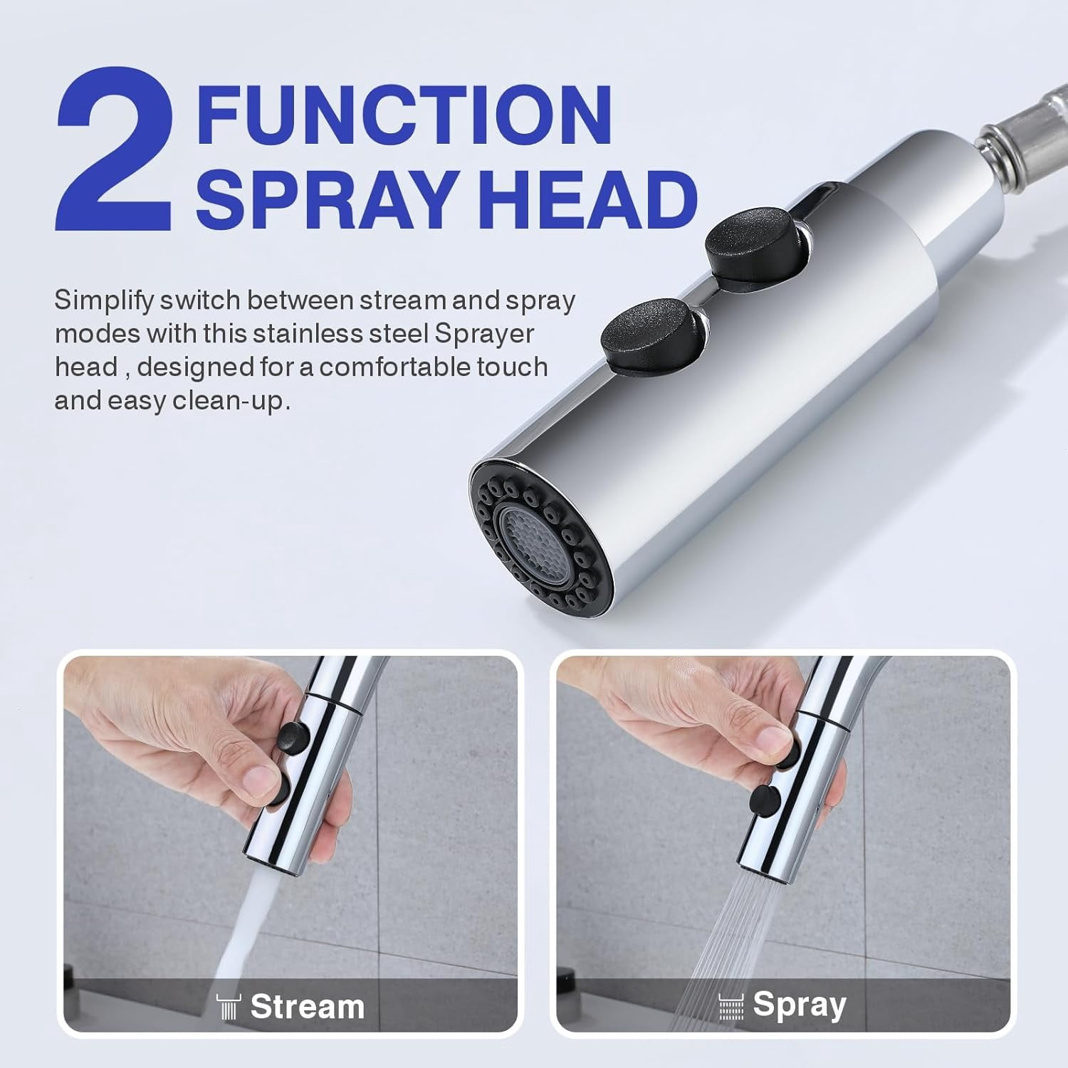 Bathroom Sink Faucet with Pull Down Sprayer, Chrome Single Handle Pull Out Faucet with Pop-Up Drain, 1 or 3 Hole Laundry Bar Basin Faucet with Deck Plate