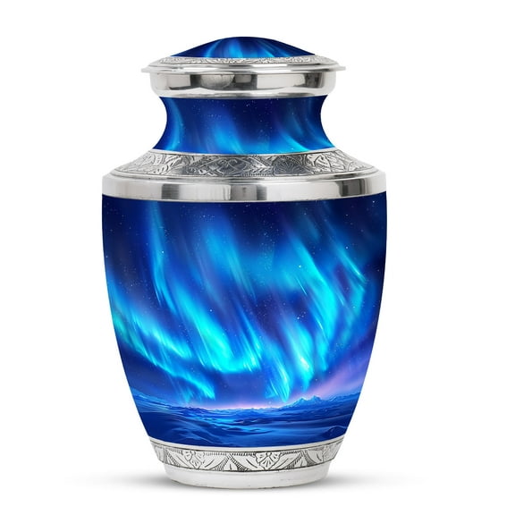 KARYLIZ Aurora Borealis Northern Lights Urn For Mom & Dad - Memorial Urns For Human Ashes - Urns For Human Ashes Adult Man & Women - Cremation Urns For Human Ashes - Burial Urns For Ash (10inch)