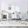 thumbnail image 4 of Set of 2 Retro Upholstered Dining Chairs,with Crystal buckle design and Faux Leather Design,Elegance and Mystery to the Dining Area,Electroplated Metal Bow Leg, 4 of 12