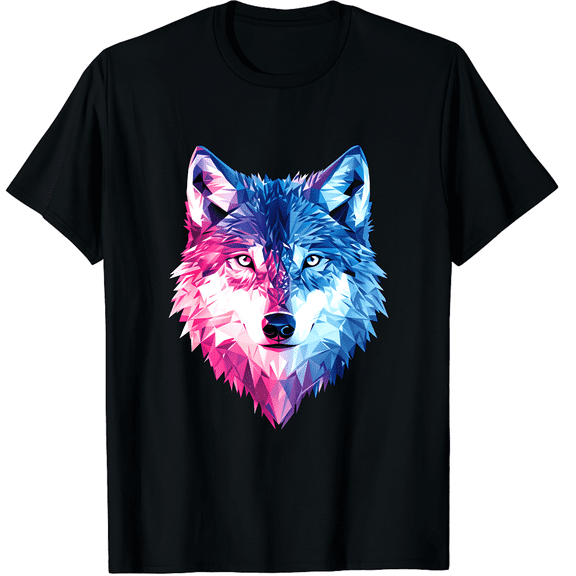 Geometric Wolf Head Colorful Triangular Unisex T-Shirt