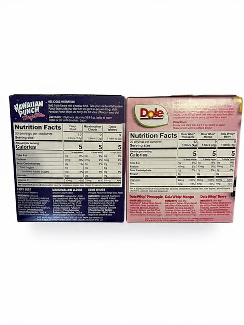 Hawaiian Punch & Dole Whip Zero Sugar Drink Mix Variety Bundle, 2-Pack, 30 Sticks Each, Immunity Support with Vitamin C & Zinc, 60 Total Packets