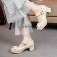thumbnail image 7 of Aueoeo Women Mid Block Heel Shoes Mary Pumps with Bow Chunky Heel Cute Sweet Shoes One Strip Dress Church Wedding Shoes, 7 of 7